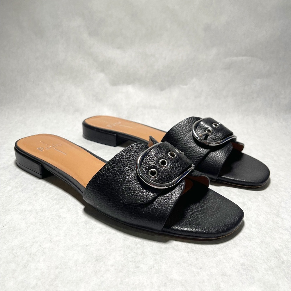 Linea Paolo leather buckle slide Sandal Black 9.5M